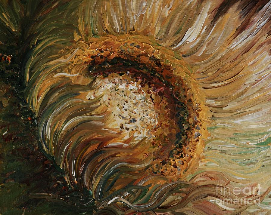 Golden Sunflower Painting by Nadine Rippelmeyer