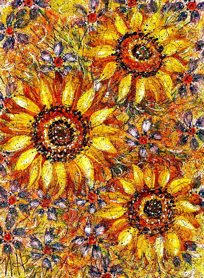 Golden Sunflower Painting by Natalie Holland