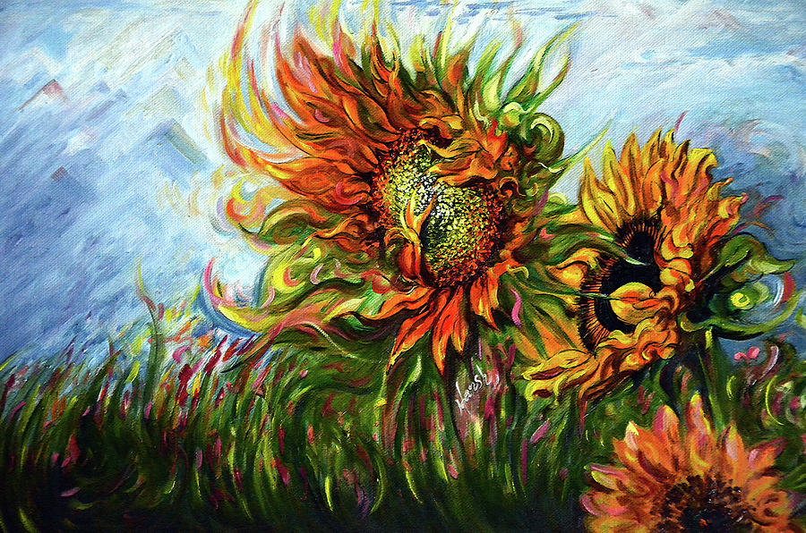 Golden Sunflowers - Harsh Malik Painting by Harsh Malik