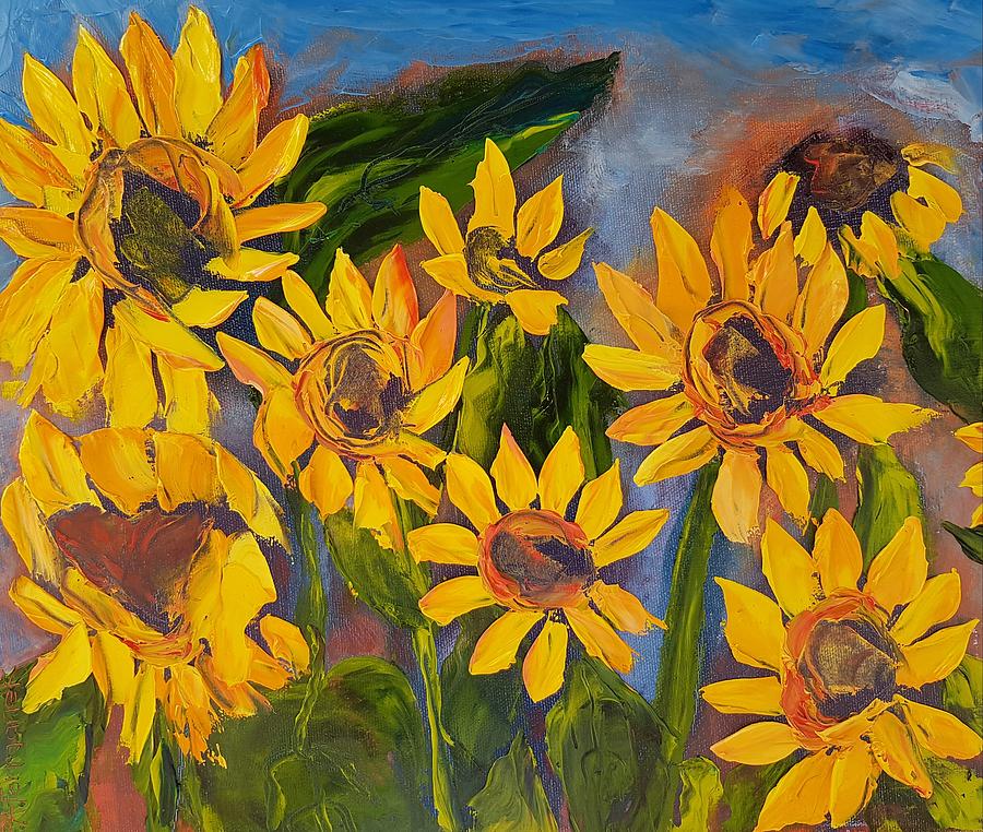 Golden Sunflowers Painting by Paula Formanek - Fine Art America