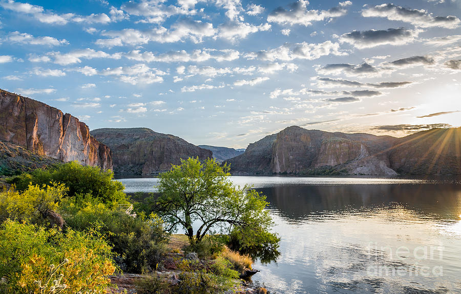 Landscape Photograph - Golden Sunrise - Canyon Lake by Leo Bounds Landscape Photograph - Golden Sunrise - Canyon Lake by Leo Bounds