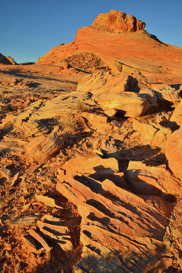 Golden Sunrise on Buttes in Valley of Fire Photograph by Ray Mathis