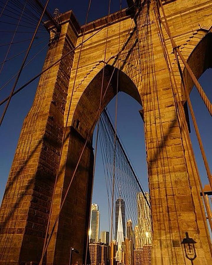 Sunrise Photograph - Golden Sunrise On The Brooklyn Bridge by Picture This Photography