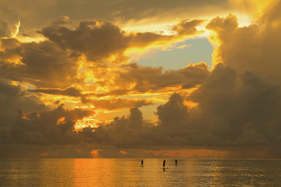 Golden Sunrise Paddle Boarders Delray Beach Florida Photograph by Lawrence S Richardson Jr
