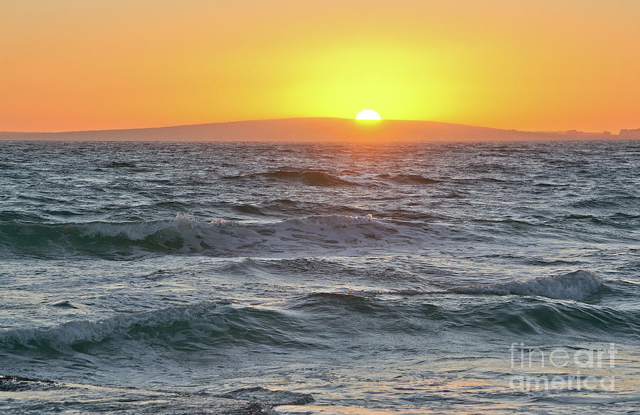 Golden sunset and ocean horizon Photograph by Ingela Christina Rahm