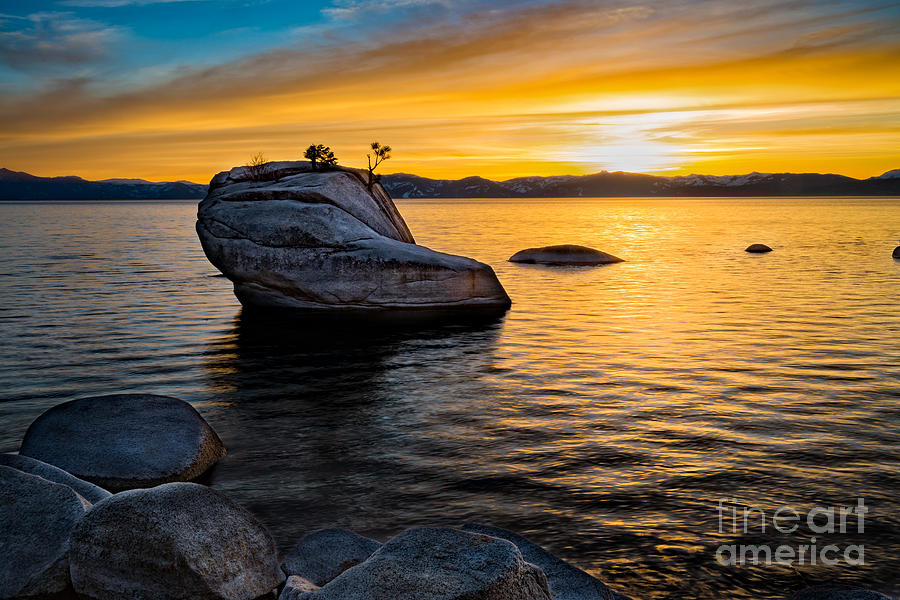Sunset Photograph - Golden Sunset at Tahoe by Dianne Phelps