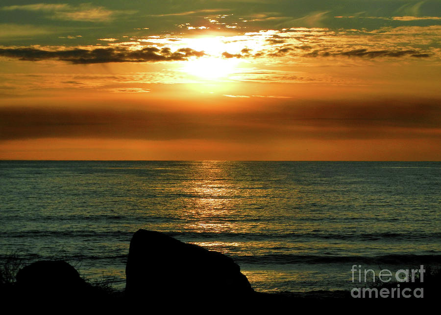 Golden Sunset at the Beach III Photograph by Mariola Bitner