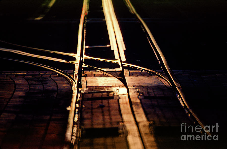 Golden Sunset Glow on Cable Car Tracks Photograph by Wernher Krutein