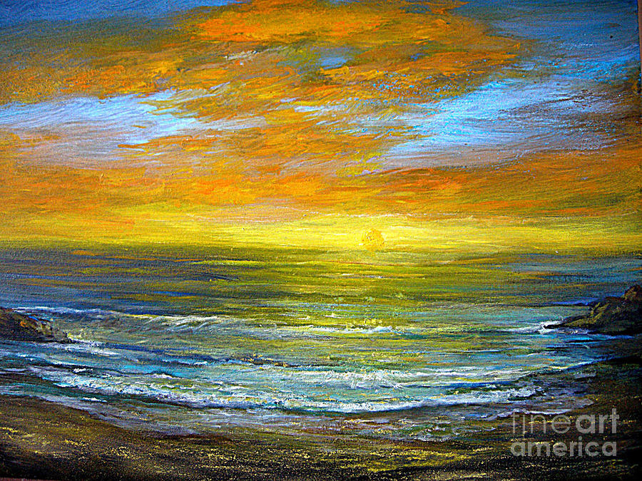 Golden Sunset Painting by Jeannette Ulrich | Fine Art America