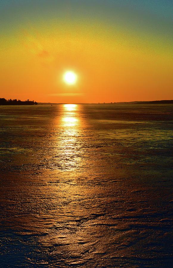 Golden Sunset Light On The Ice Two  Digital Art by Lyle Crump