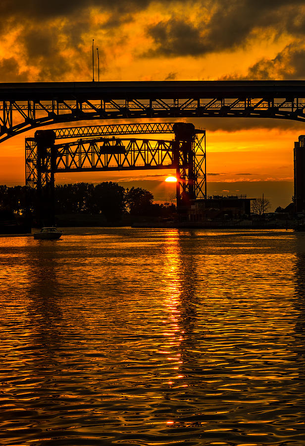 Cleveland Photograph - Golden Sunset On The Cuyahoga by Dale Kincaid