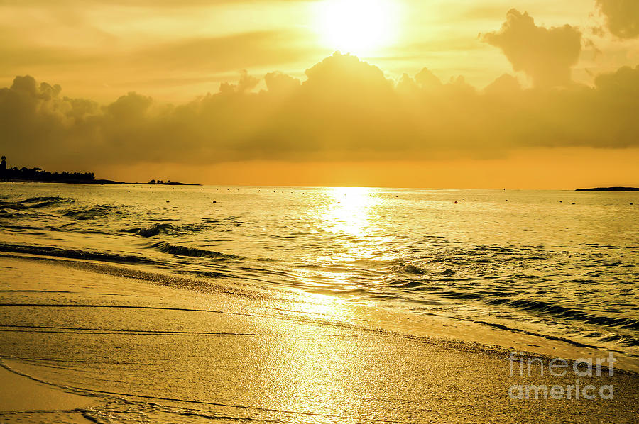 Golden Sunset Paradise Island Bahamas Sunrise On Golden Beach