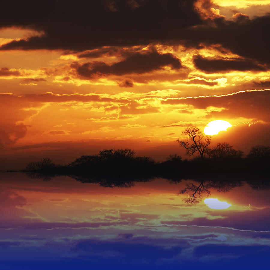 Golden Sunset Reflecions Photograph by Gill Billington