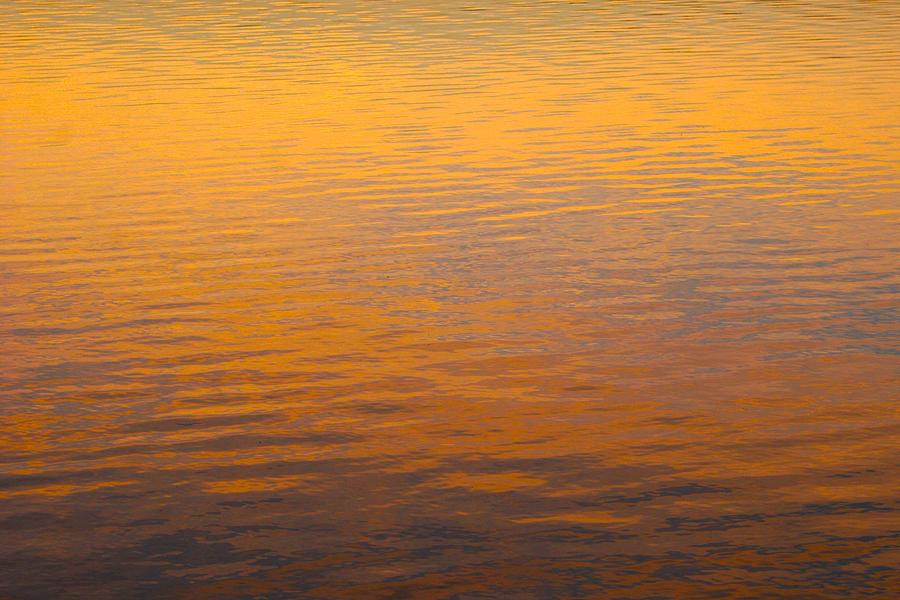 Golden Sunset Reflection Leaving Block Island Photograph by Polly Castor