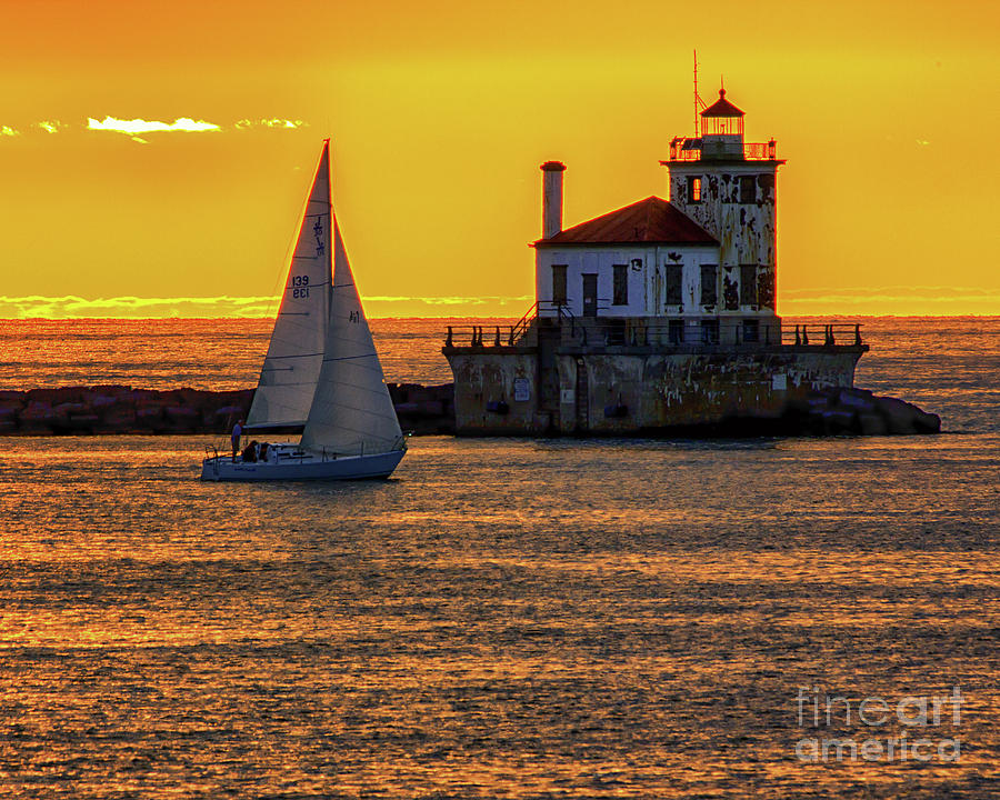 Lighthouse Photograph - Golden Sunset by Rod Best