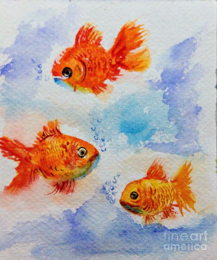 Golden swimmers Painting by Asha Sudhaker Shenoy