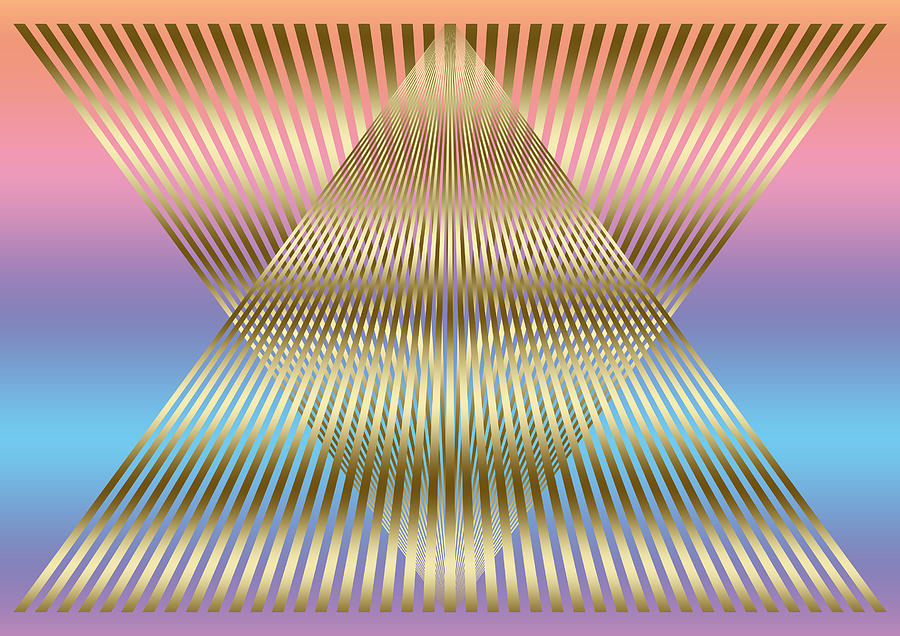 Golden Symmetry Digital Artwork Painting by Georgeta Blanaru
