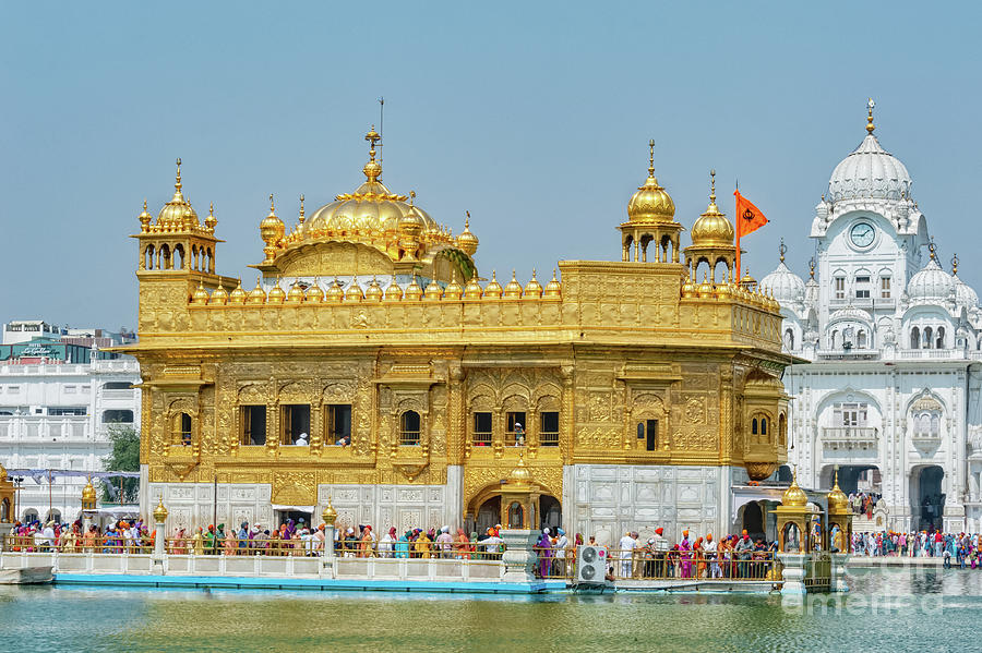 Clock Photograph - Golden Temple Punjab India with Clear Sky by Mary Raderstorf
