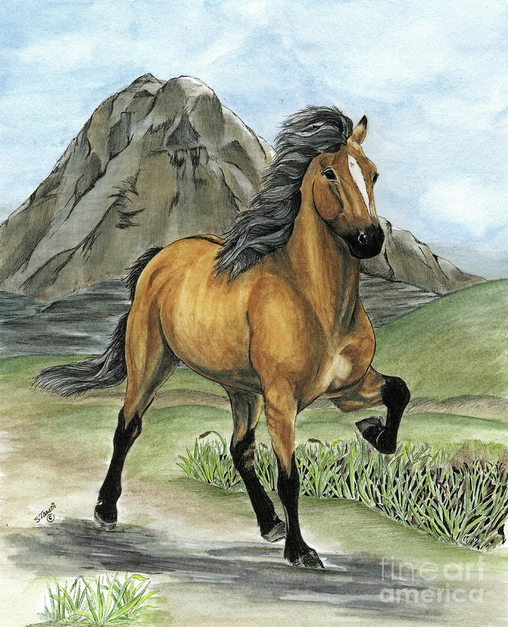 Golden Tolt Icelandic Horse Painting by Shari Nees
