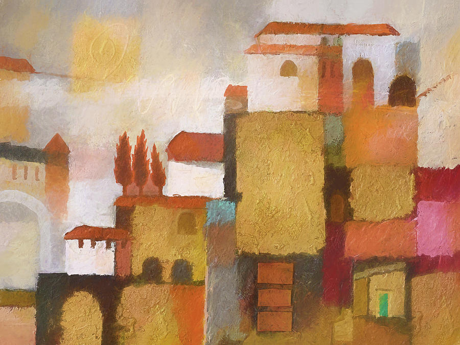 Golden Town Graphic Painting by Lutz Baar
