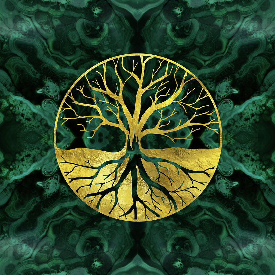 Download Golden Tree Of Life Yggdrasil On Malachite Digital Art by ...