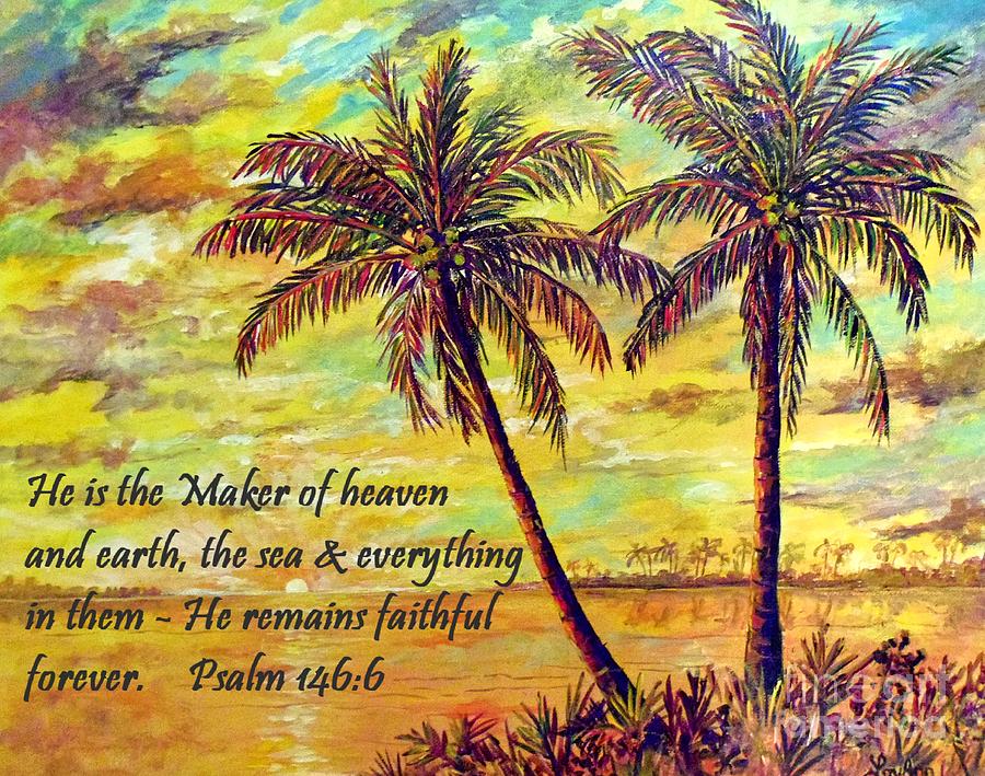 Golden Tropics with Scripture Painting by Lou Ann Bagnall