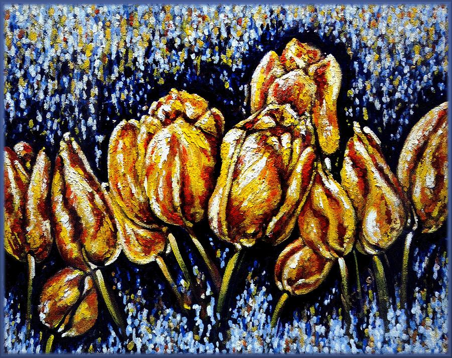 Golden Tulips Painting by Harsh Malik