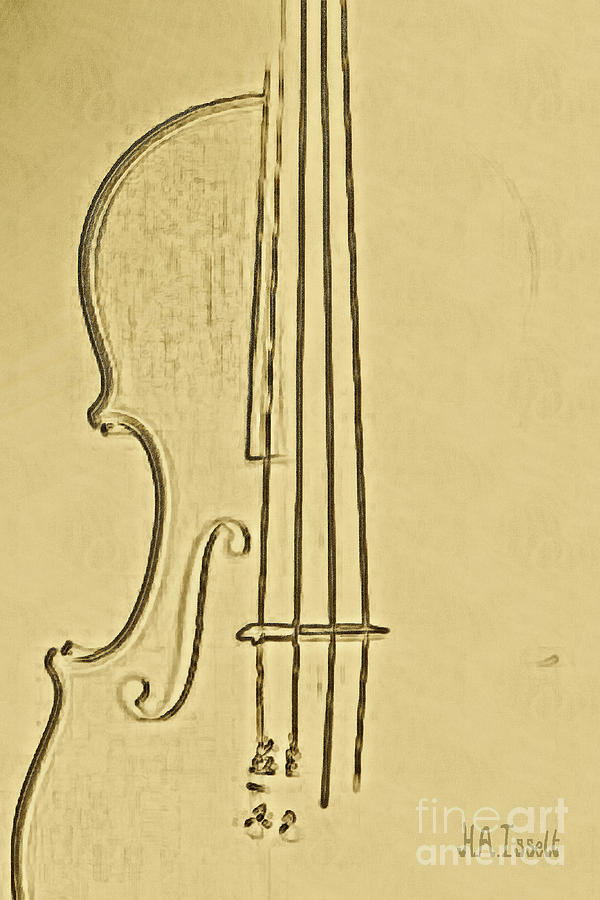 Golden Violin Digital Art by Humphrey Isselt