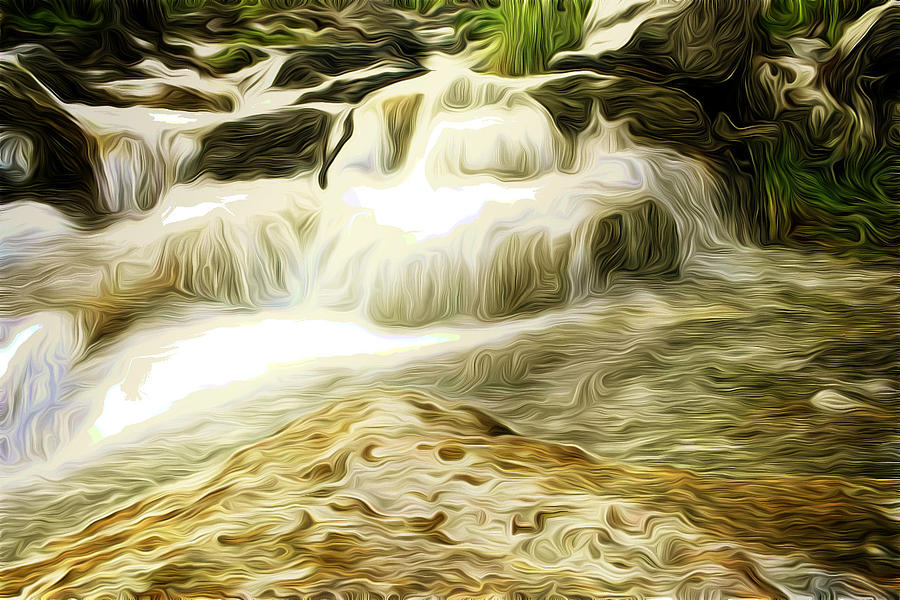 Golden Waterfall Digital Art by Carol Crisafi