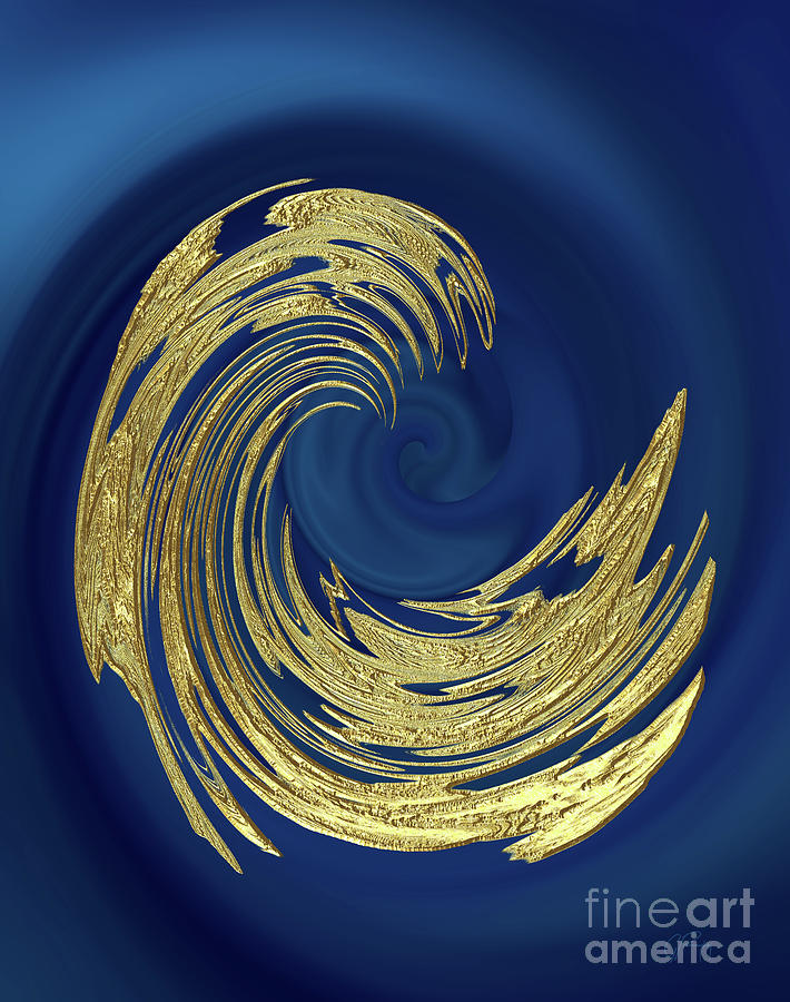 Golden Wave Abstract Digital Art by Gabriele Pomykaj