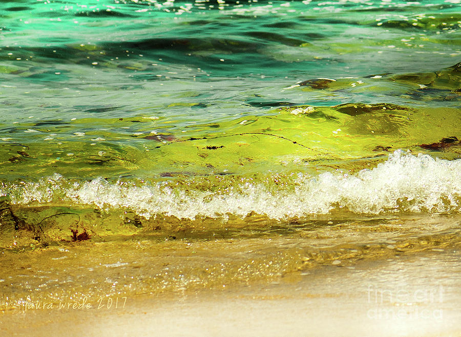 Beach Photograph - Golden Waves at Pacific Grove California near Lovers Point by Artist and Photographer Laura Wrede