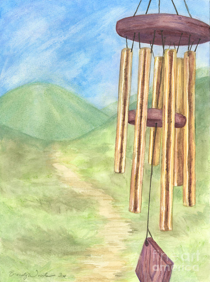 Golden Windchimes Painting by Brandy Woods