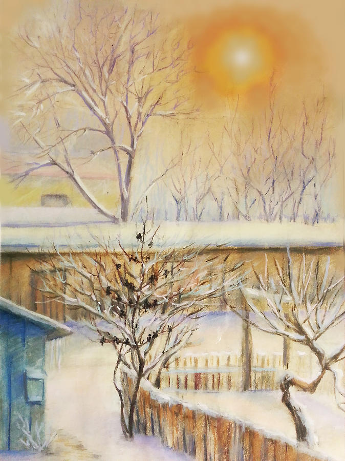 Golden  winter morning  Pastel by Svetlana Nassyrov
