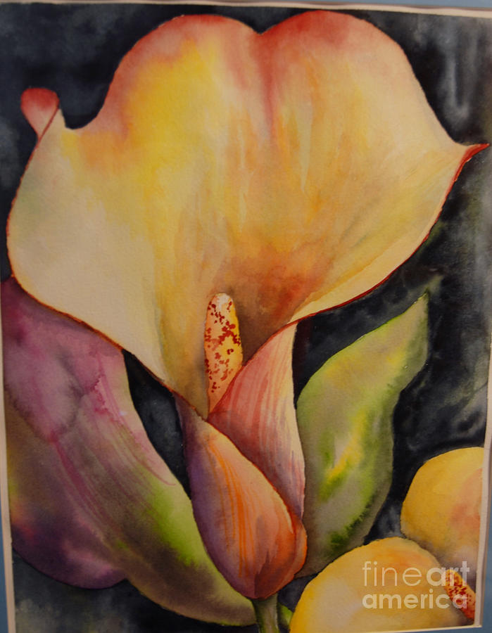 Golden Yellow Lily _ ORIGINAL FOR SALE Painting by Janet Cruickshank