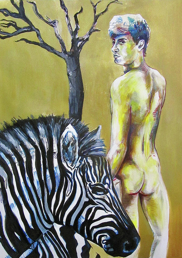 Golden Zebra High Noon Painting by Rene Capone