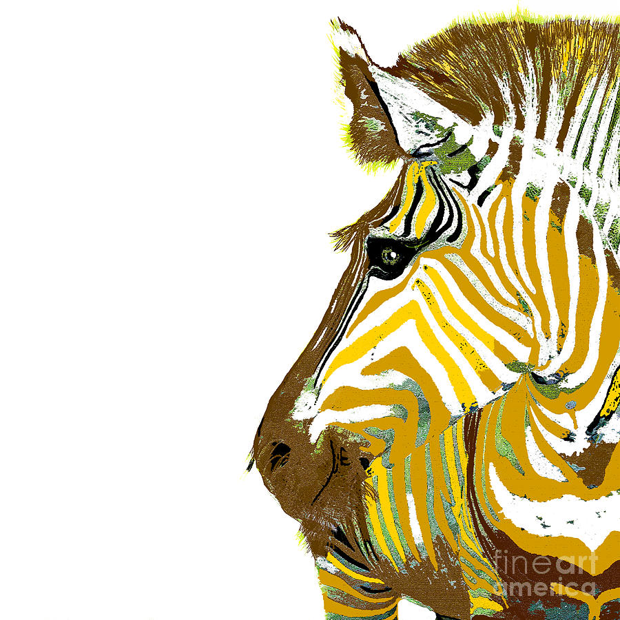 Golden Zebra Painting by Saundra Myles