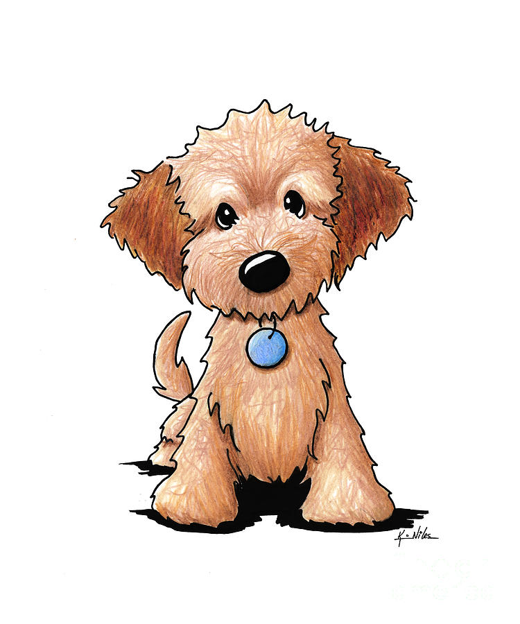 Goldendoodle Puppy Drawing by Kim Niles