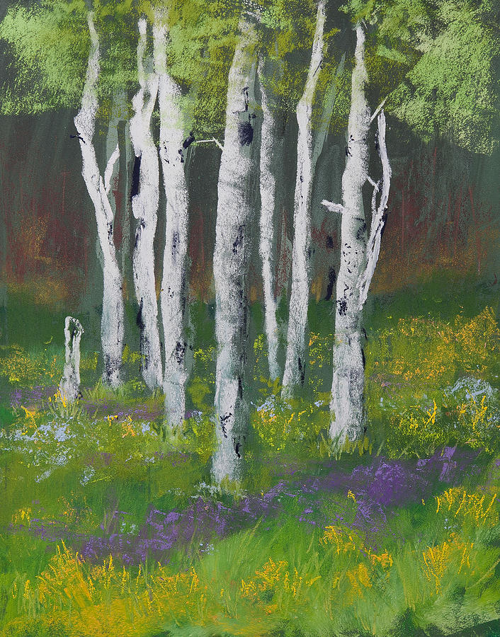 Impressionism Painting - Goldenrod Among the Birch Trees by David Patterson