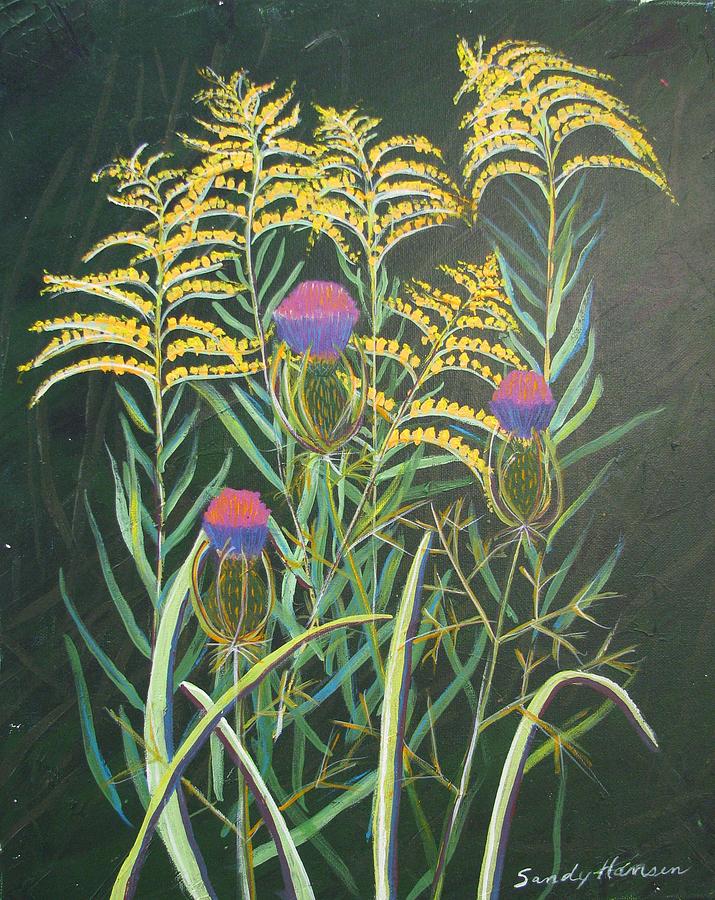 Goldenrod in Summer Painting by Art Nomad Sandra  Hansen
