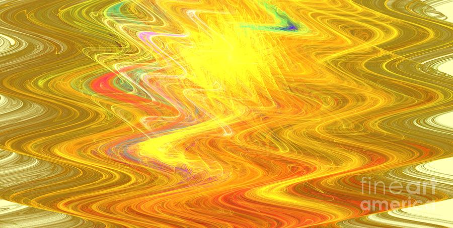 Abstract Digital Art - Goldenrod Waves by Kim Sy Ok