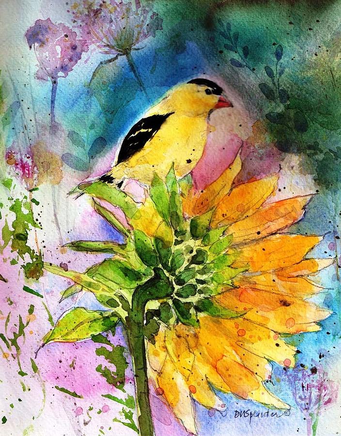 Goldfinch Visitor Painting by Diane Splinter - Fine Art America