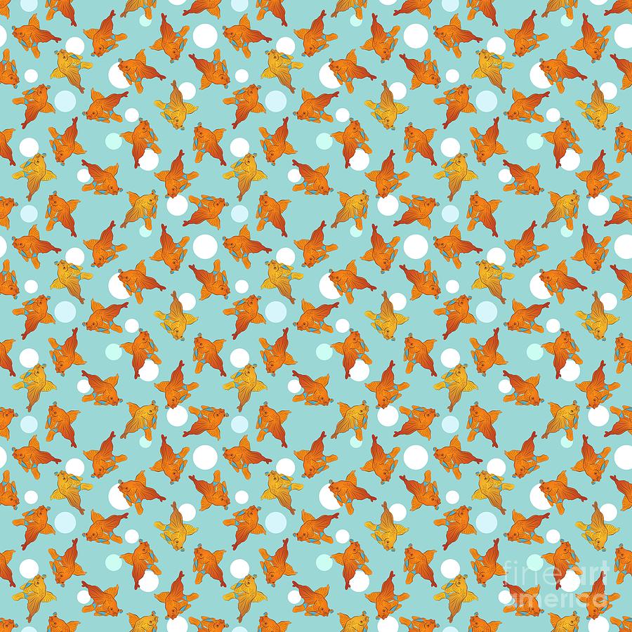 Goldfish and Bubbles Pattern Digital Art by MM Anderson
