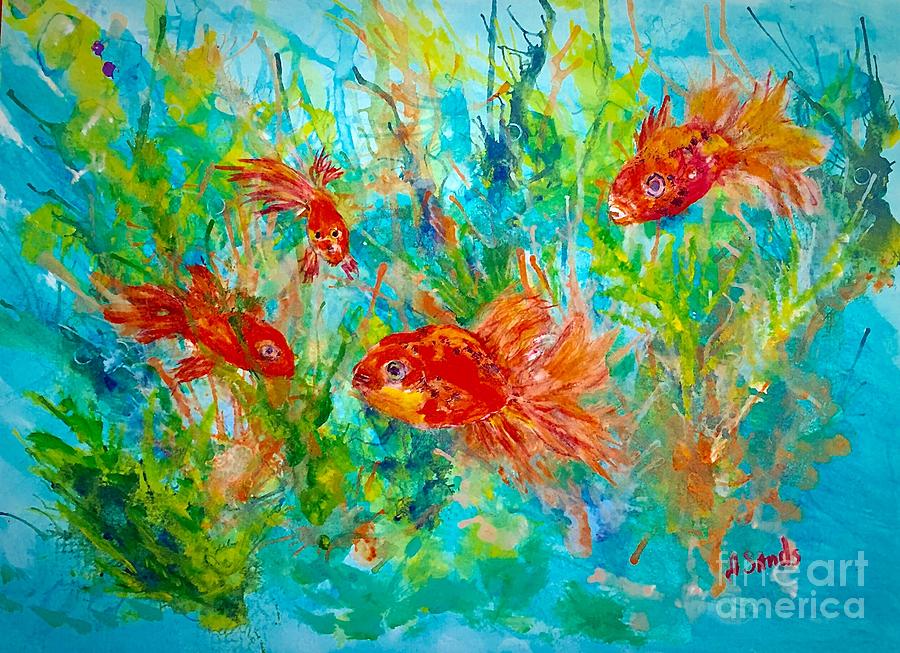 Goldfish aquarium Painting by Anne Sands