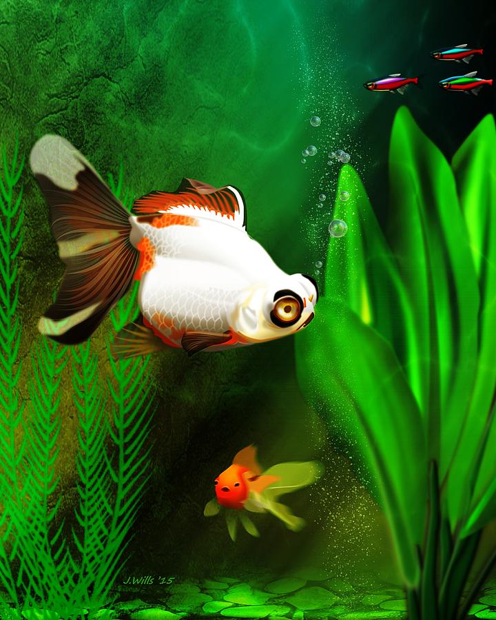 Goldfish Digital Art - Goldfish Aquarium by John Wills
