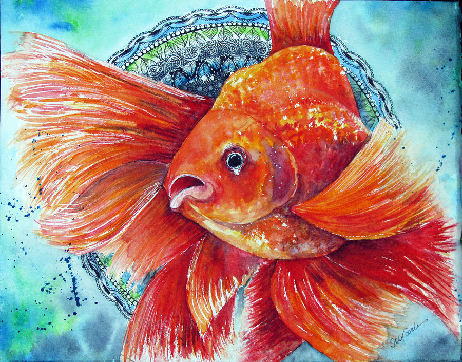Goldfish Flower Painting by Susy Soulies