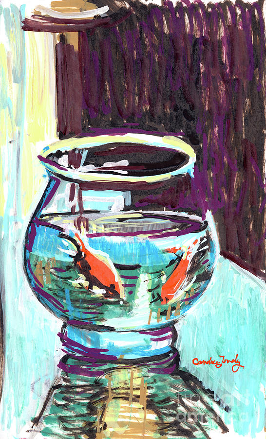 Goldfish in a Bowl Painting by Candace Lovely