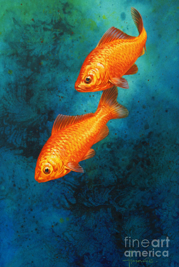 Fish Painting - Goldfish by MGL Meiklejohn Graphics Licensing