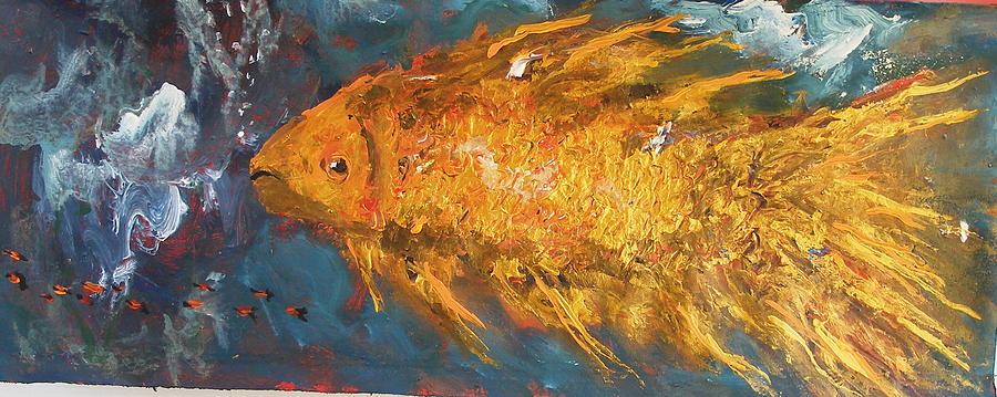 Goldfish Painting by Miroslaw  Chelchowski
