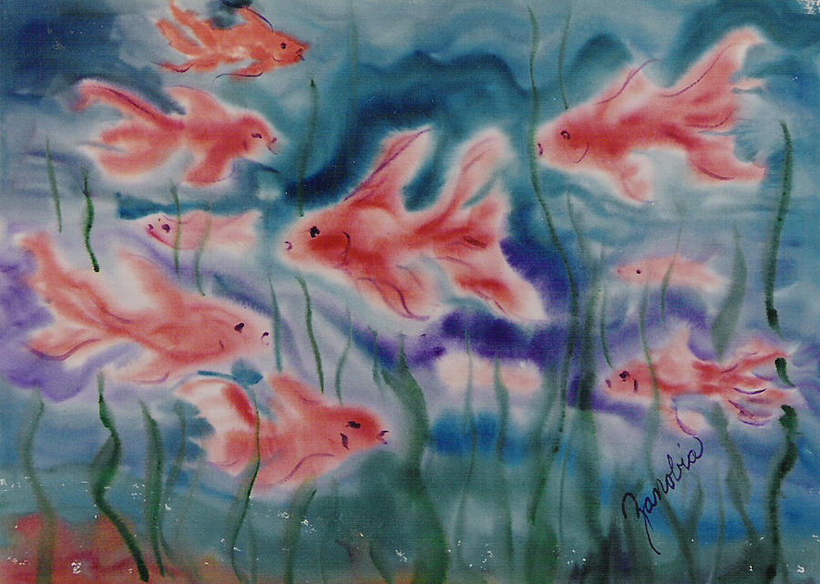 Goldfish Painting - Goldfish by Zanobia Shalks