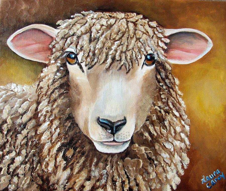 Sheep Painting - Goldie by Laura Carey
